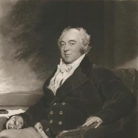 Engraved portrait of Francis North, 4th Earl of Guilford, seated in a dark coat.